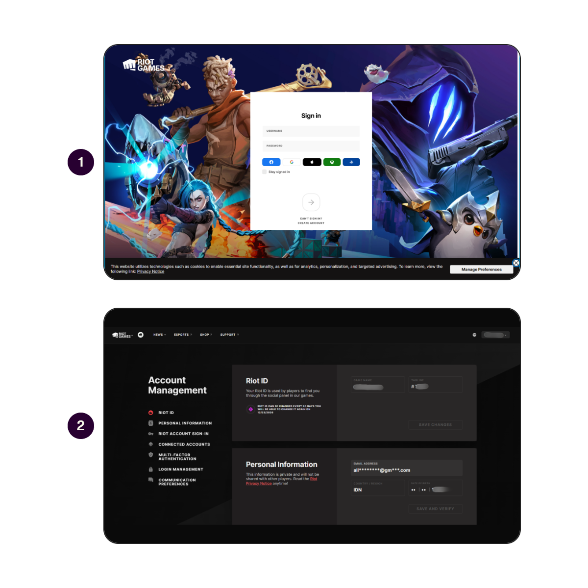 Riot Games ဝက်ဘ်ဆိုက်တွင် League of Legends: Wild Rift UID ရှာဖွေနည်း အဆင့်ဆင့်