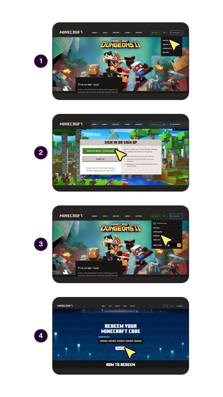Minecraft ဗောက်ချာကုဒ် လဲလှယ်နည်း အဆင့်ဆင့်